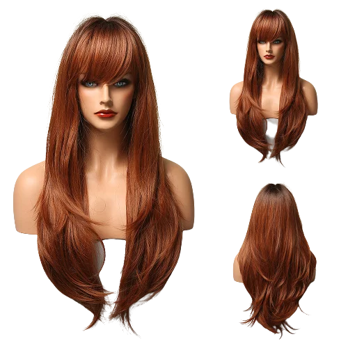

BVR Factory Cheap Wholesale Cosplay Wigs Fashionable Long Straight Wig Light Brown Synthetic Wig For Women