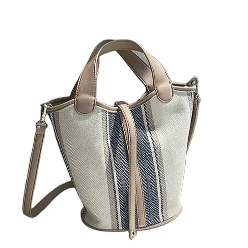 

Hot Selling Good Quality Retro Popularity Simple Design Fashion Women Canvas Bucket Handbag, 4 colors for choose