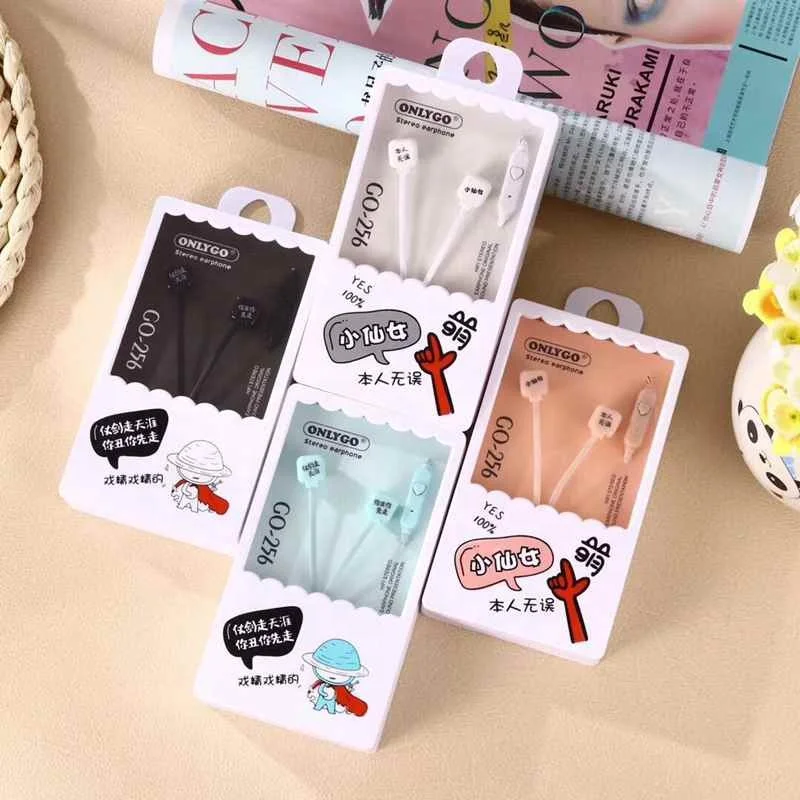 

Kpop Creative Design Base Low Price Logo Custom Sport Promotional Wired Microphone Earbud Mobile Earphone, Blue/pink/white/black