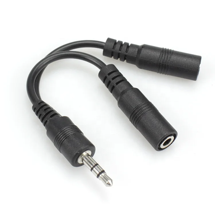 

short 13cm 3.5mm male to double 3.5mm female Y splitter cable 3.5trs 2 in 1