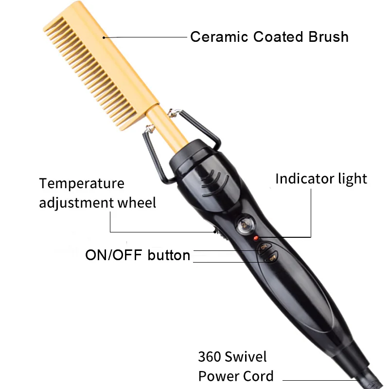 Hot Comb Hair Straightener Flat Irons Electric Hair Curling Iron Titanium Alloy Hair Curler Brush Environmentally Friendly