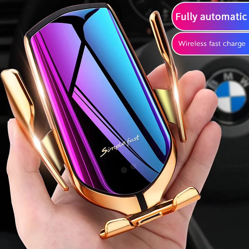 

R1 Smart Sensor Automatic Clamping wireless car charger holder 10W erelectric car charger