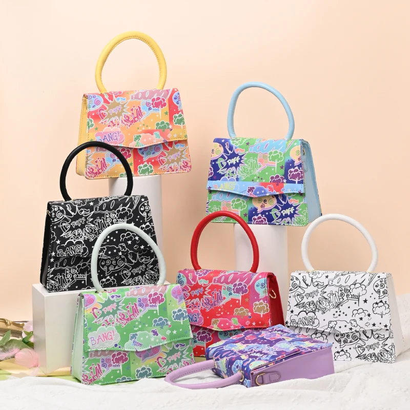 

Women Hand Bags Large Graffiti Girl Purses 2021 Crossbody Bags New Design Ladies Handbag, 7 colors
