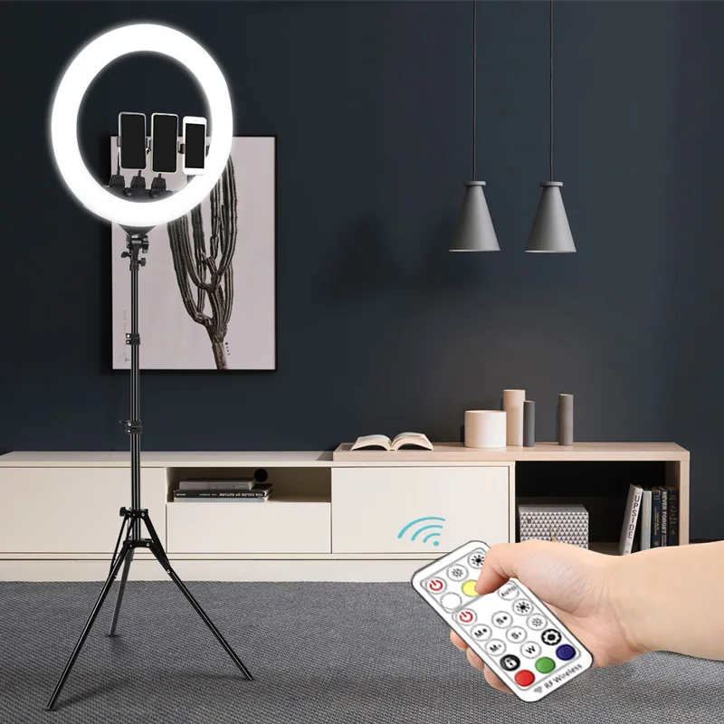 

Selfie Ring Light Professional Audio Video 3200k-5600k Ring Light With Tripod Stand 18 Inch Ring Light