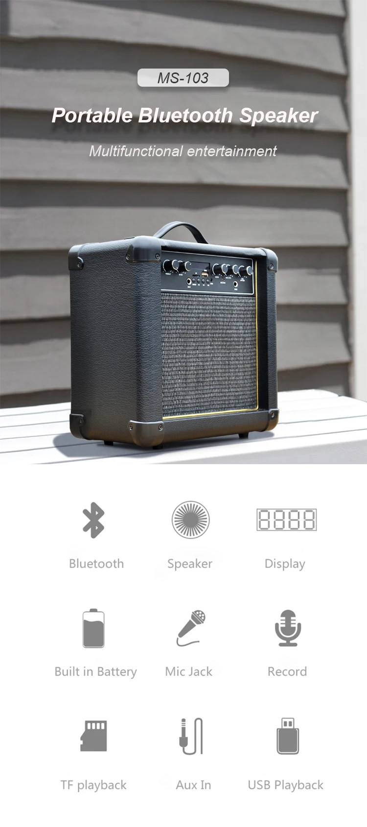 Retro PU Leather 20W Karaoke Microphone Bluetooth Speaker With Built in Battery - ANKUX.COM