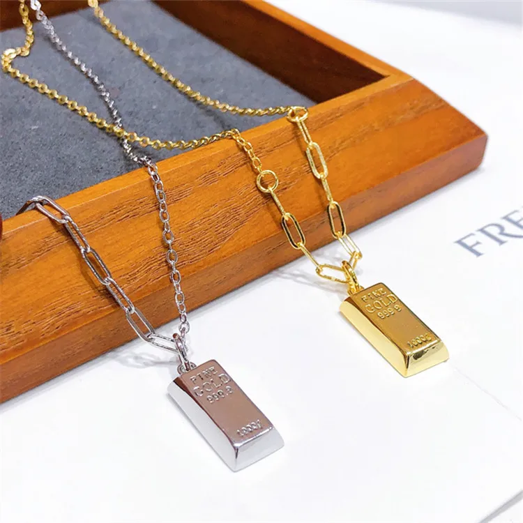 

Spring New gold bar pendant necklace for women high sense copper 18K gold-plated clavicle chain net red jewelry gifts wholesale, Picture shows