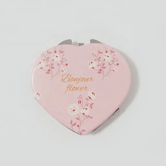 

Monogram Heart Shape Pocket Mirror Compact Pink Floral Cute Mini Heart Cosmetic Mirrors