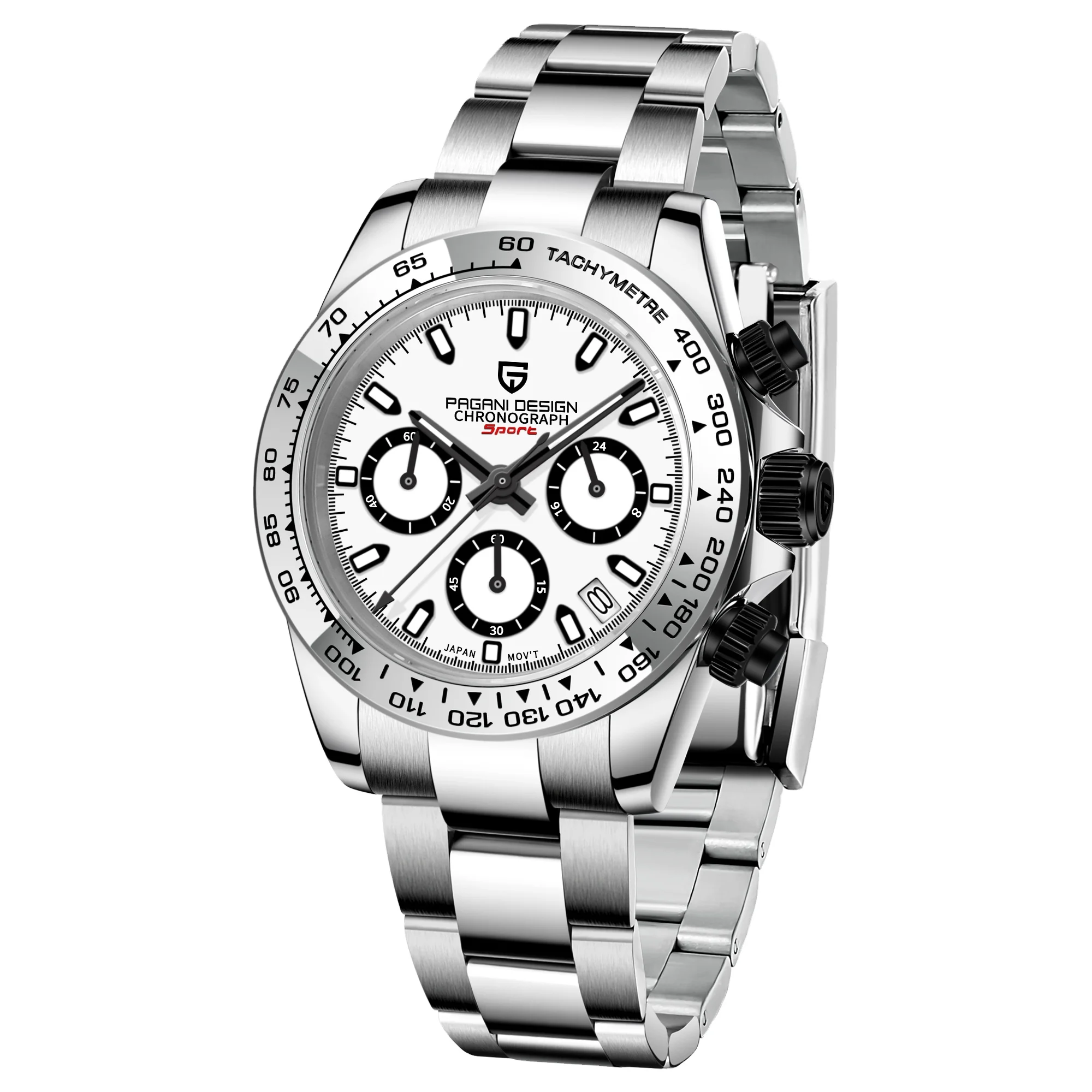 

PAGANI DESIGN 1727 Panda Men Chronograph Quartz Watches Luxury Sapphire VK63 Waterproof 100m Sport Wristwatch relogio masculino, Shown
