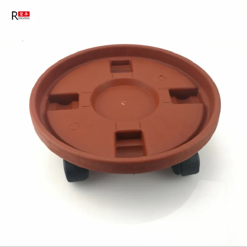 

260mm Groove type flower Pot holder and Flower Pot Tray with universal wheels / plant caddy, Terracotta