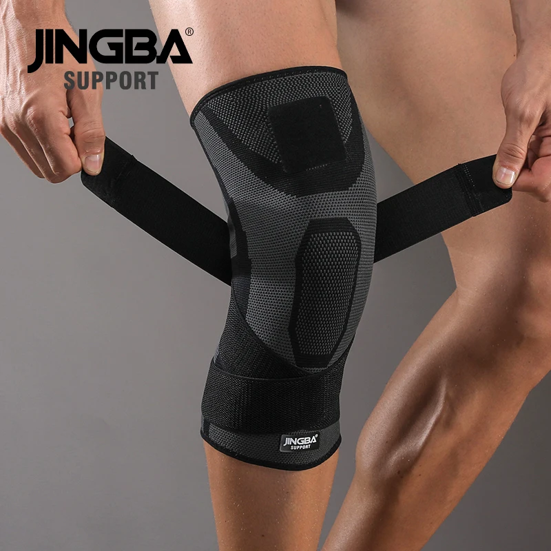 

JINGBA Bsci Factory Price Adjustable Nylon Compression Knee Sleeve Breathable Knee Support Brace Basketball Volleyball Sports