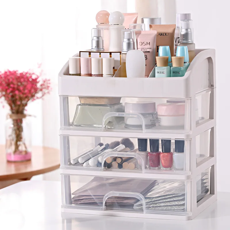 

Cheap Price Plastic Desktop Transparent Makeup Display Box Drawer Organizer Cosmetic Storage Box