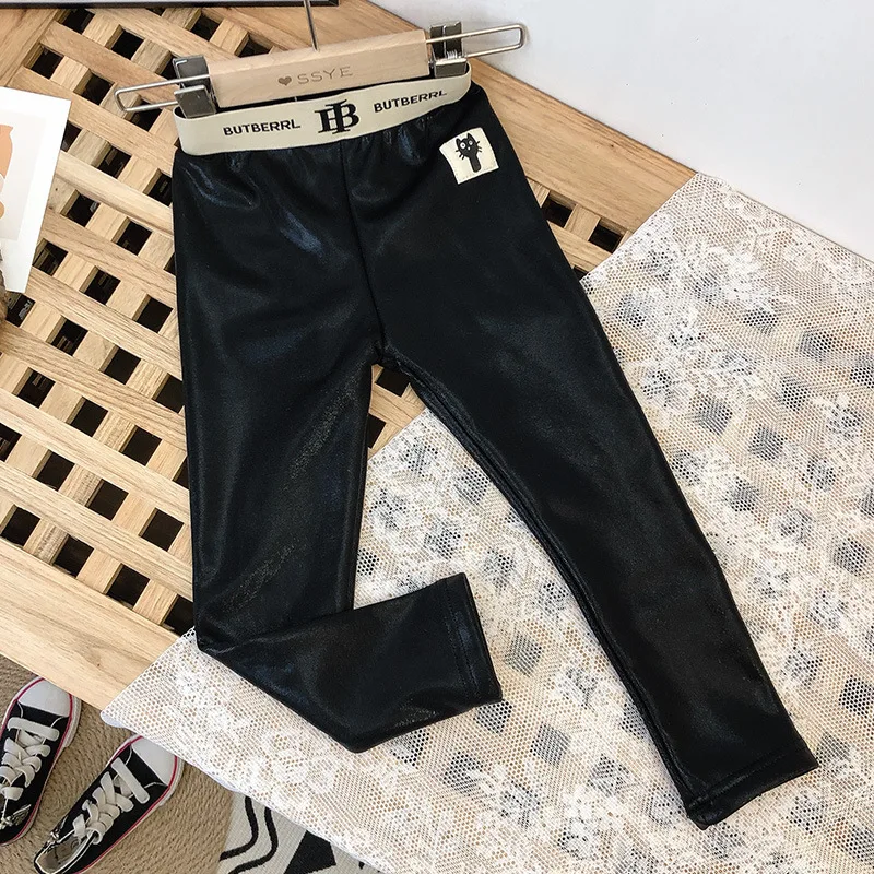 

Chic Design 2021 Winter Stretch Girls Custom Black Kids Leather Pants For Wholesale