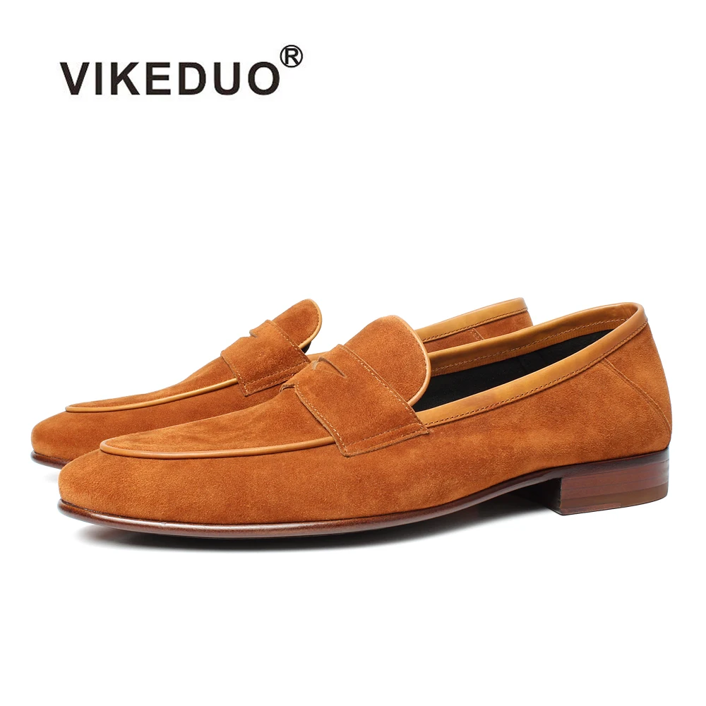

Vikeduo Hand Made Original Design Casual Wearing Soft Suede Mens Shoe Styles Leather Loafer Men Shoes, Brown
