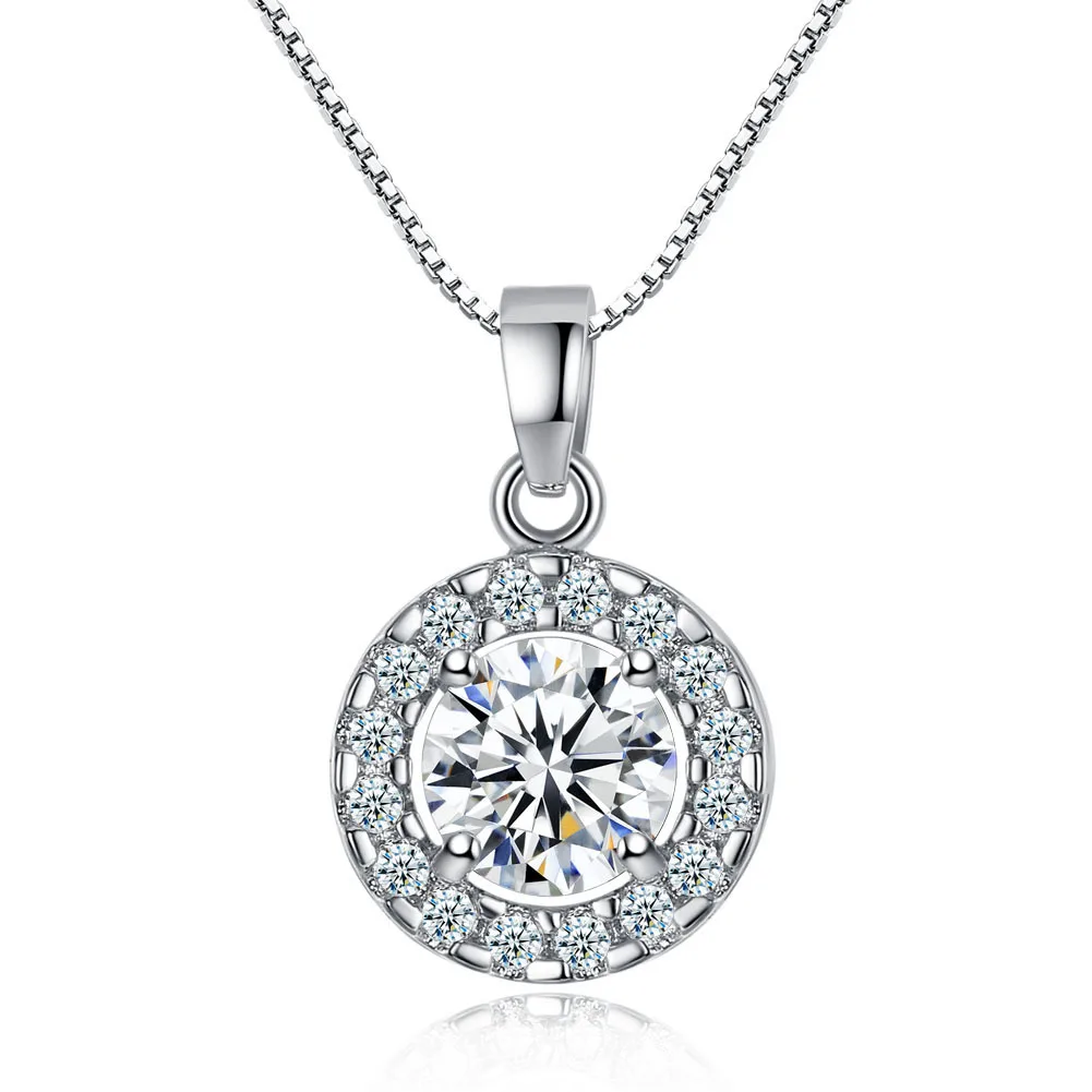 

Round zircon pendant sunflower clavicular fashion silver jewelry necklaces for women (KNK5268), Same as the picture