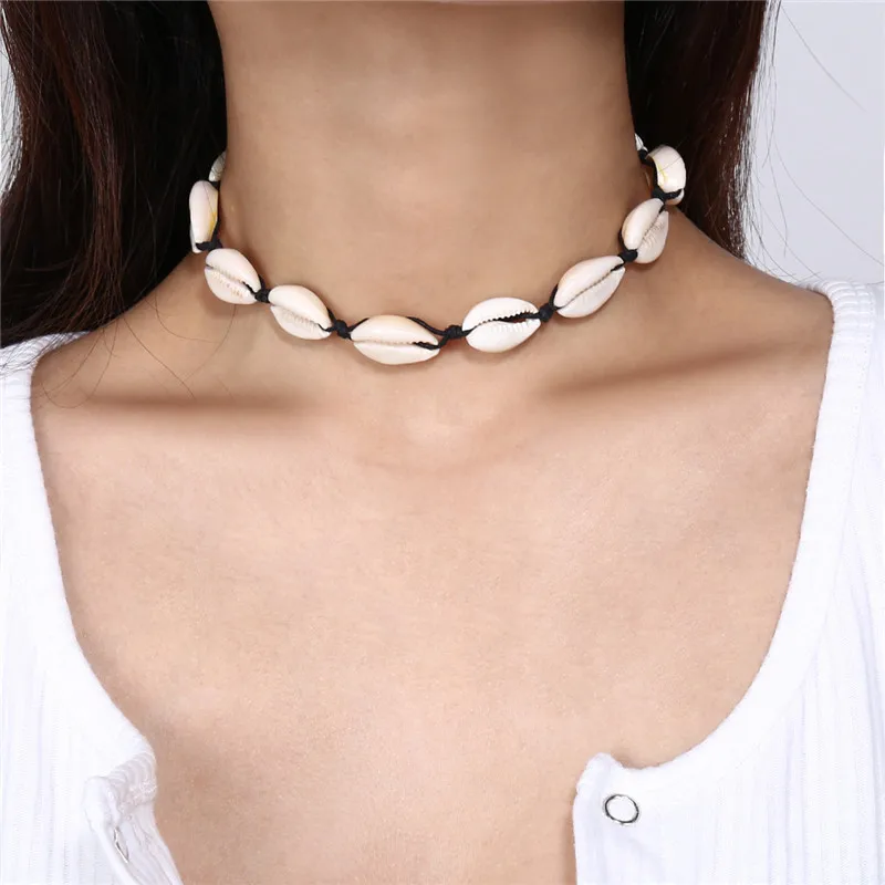 

Boho Sea Shell Choker Necklace Women Natural Shell Jewellery Charms Chocker Simple Necklaces For Girls kolye Jewelry 2019 New