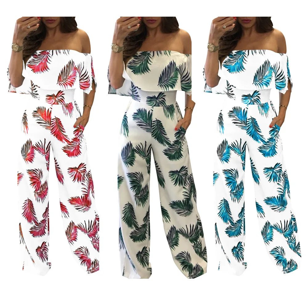 

Wholesale High Quality Print Summer Dress Sexy Backless womens jumpsuits summer