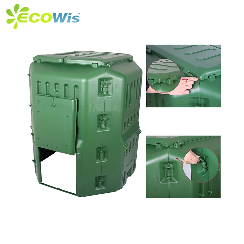 Large Household Kitchen Waste Bin 480l Plastic Storage Box Hard Green