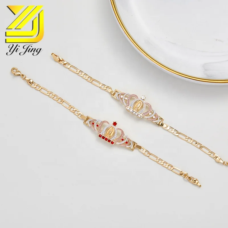 

New Arrival High Quality Wholesale copper alloy Jewelry crown tricolor Bracelet