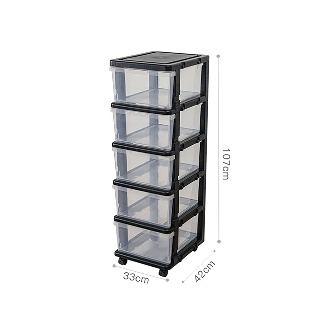 

Classical 5-layers plastic storage drawers household items storage, Transparent&black