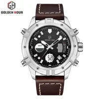 

Shenzhen Mens Watches top 2019 Brand Men Leather Sports montre homme Quartz LED Digital Waterproof Luxury Military Wrist Watch
