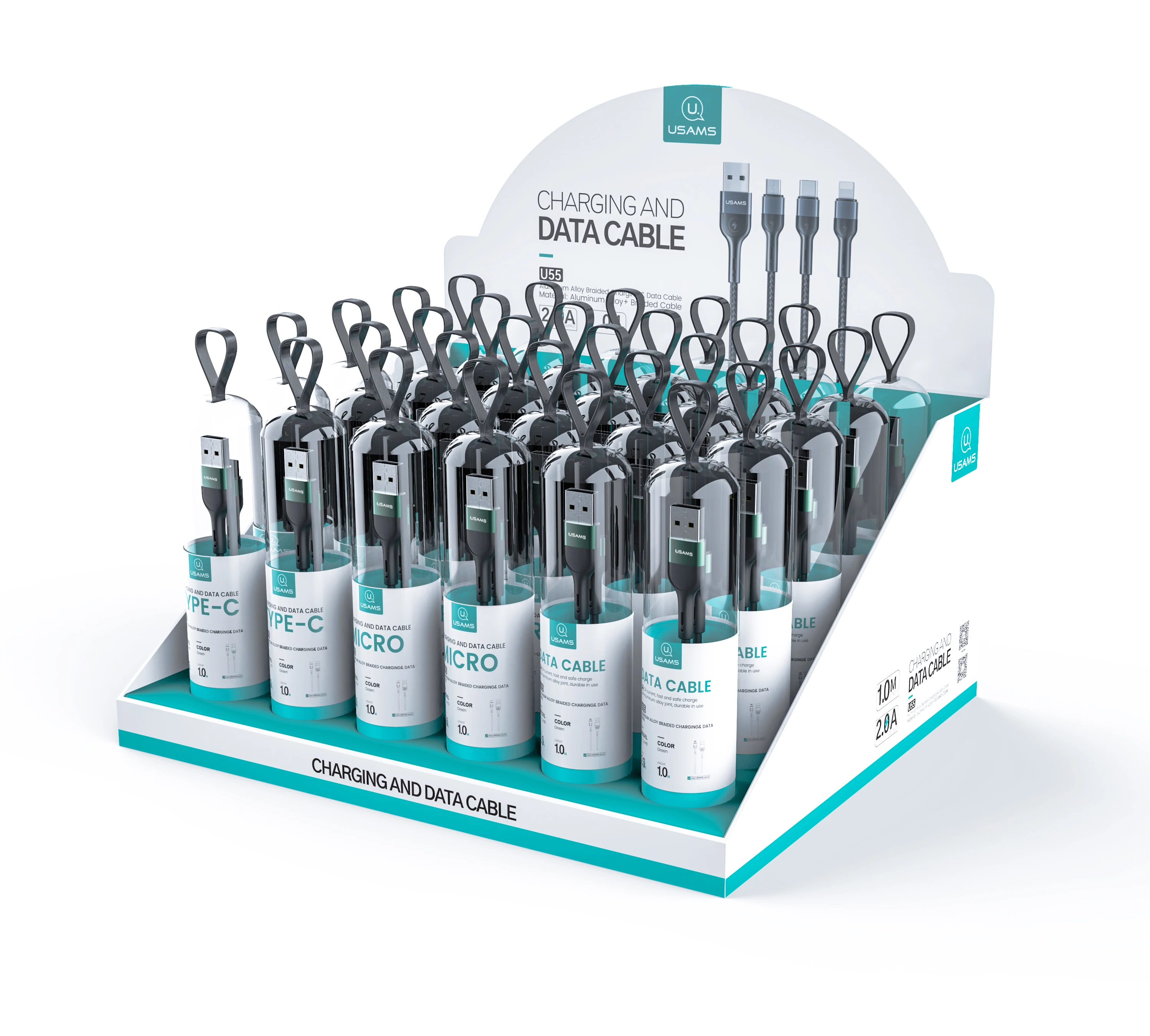 

USAMS SJ449 U55 2021 Best Fast Charging Anti-Crack Type-C Data Transfer Matel Braided Cable, Customized color