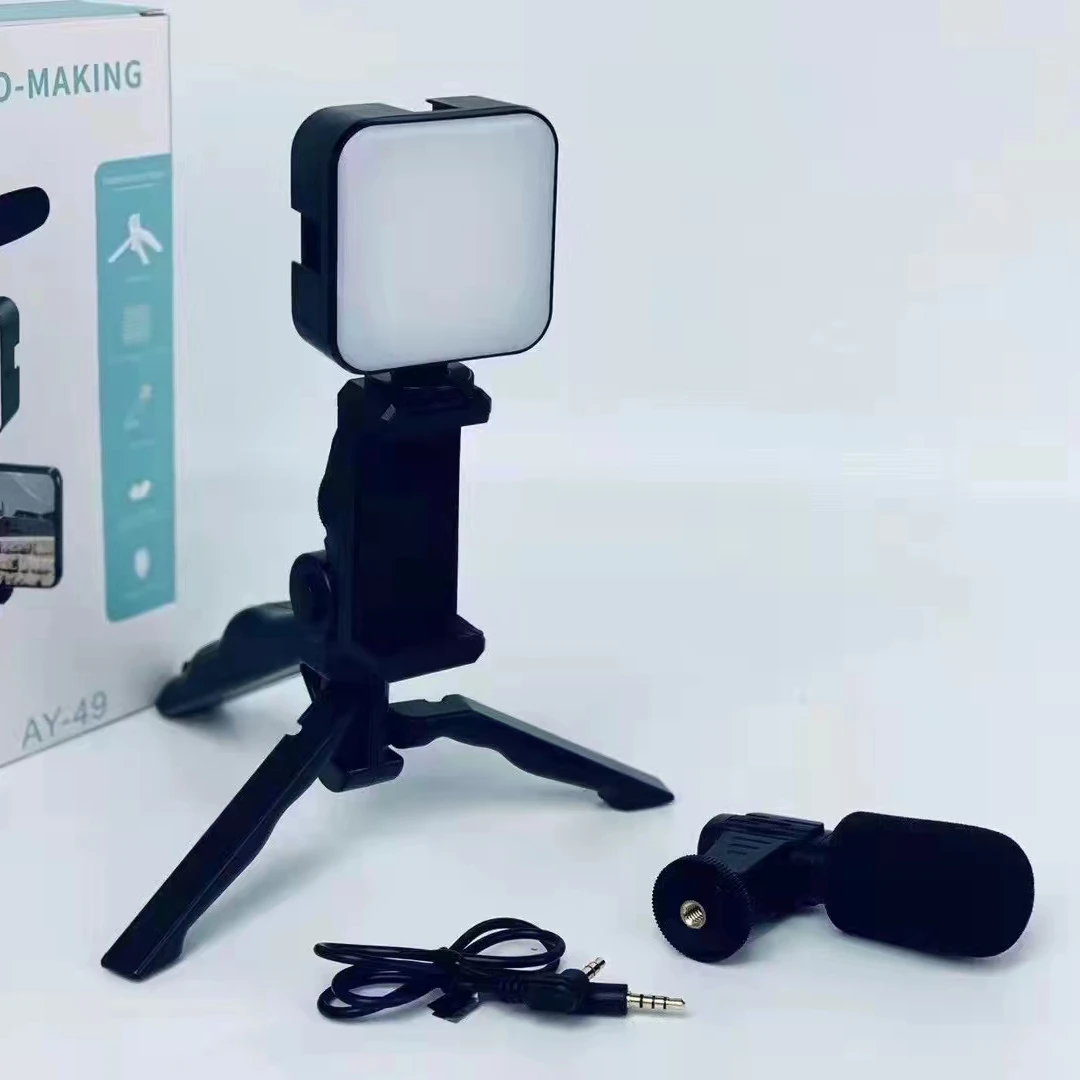 

Smartphone Vlogging Kit Stereo Microphone, LED Light and Wireless Remote for YouTube TikTok for IPhone/Android Smartphone Video