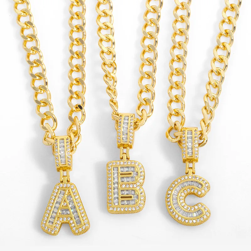 

New accessories 26 English letter necklace hip hop Cuban chain European and American fashion personality necklace, See pictures