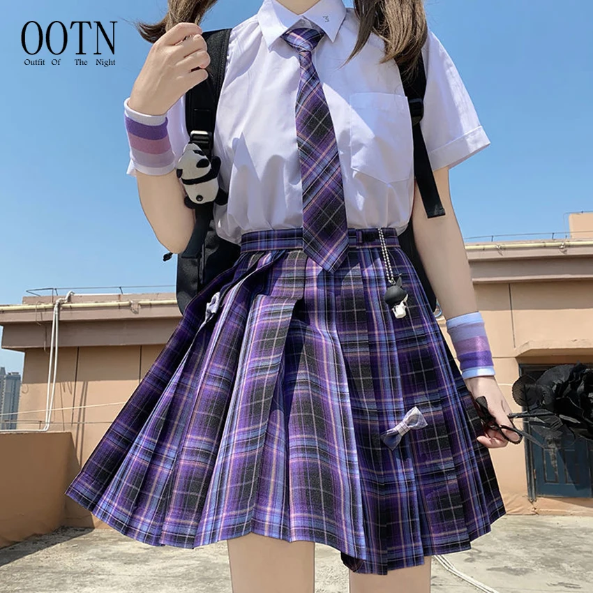 

OOTN Black Gothic Sexy Cute Mini Plaid Skirt Women JK Uniform Students Clothes Y2K 90S 2020 Summer Korean High Waist Pleated Ski
