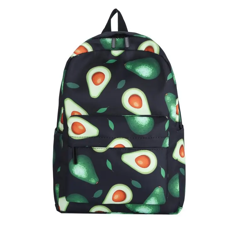 

OEM Factory 2021 Avocado Pattern Kids Backpack Bags Promotional Teenager Student Travel Bag School Backpacks, Multi color black, green, pink, red, yellow