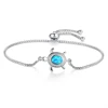 High quality round blue opal bracelet adjustable tortoise pendant silver chain bracelet