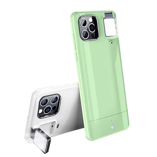 

Phone Photo Led Flip Selfie Light Phone Case With Ring Light Flashing Front For Iphone 7 8plus, Black