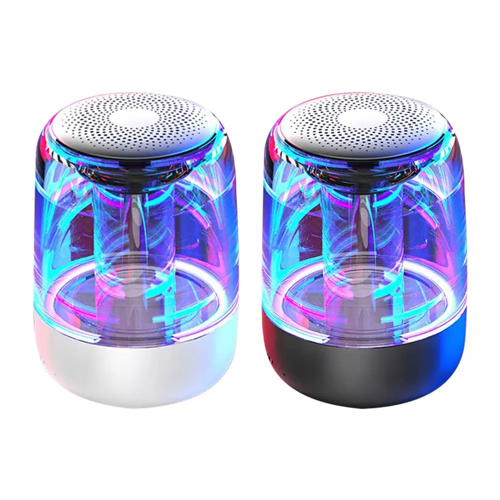 

blutooth speaker LED colorful atmosphere light HIFI Stereo mini portable blue tooth speaker TWS speaker with Mic, Polychromatic