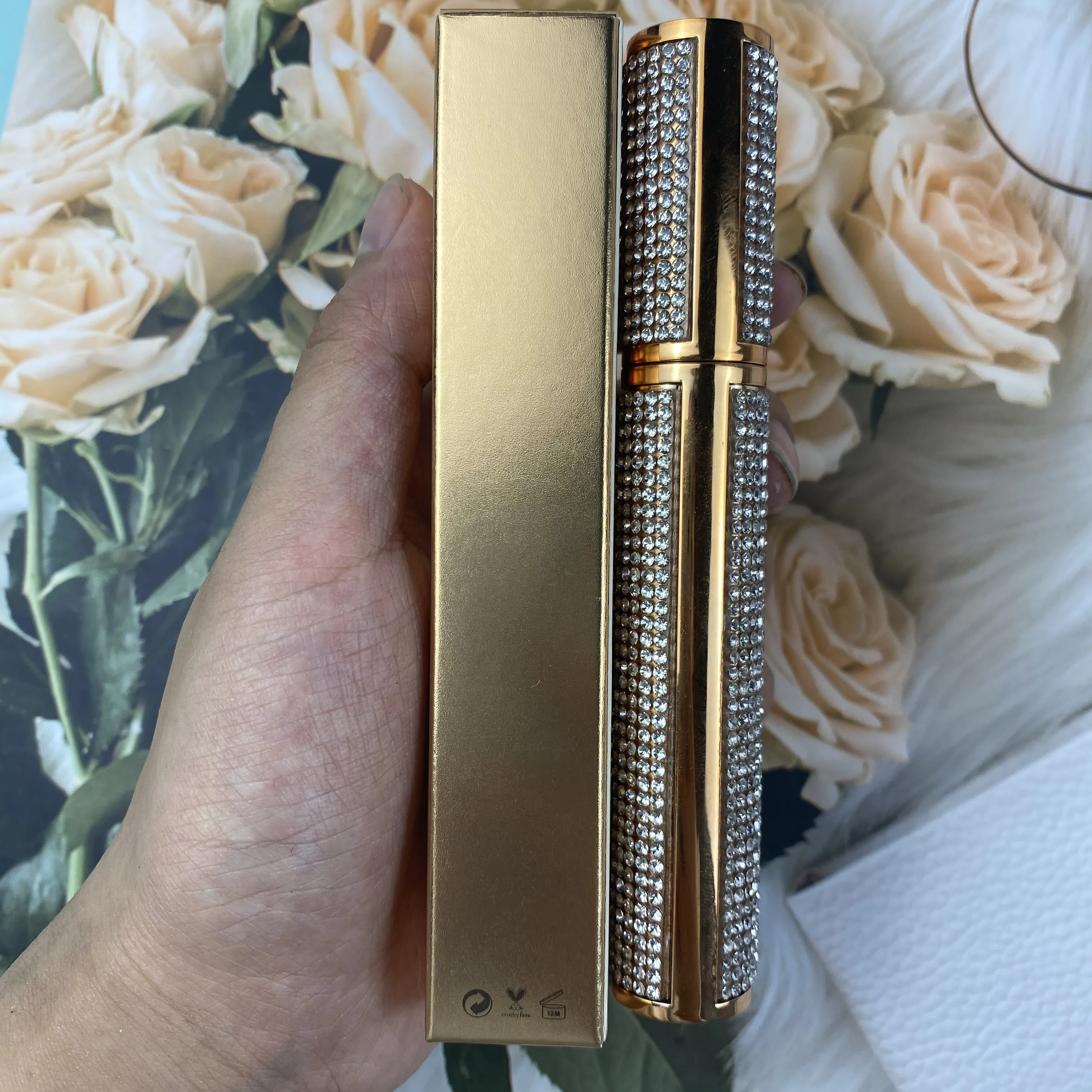 

2021 new diamond mascara tube gold package custom logo 4D waterproof mascara