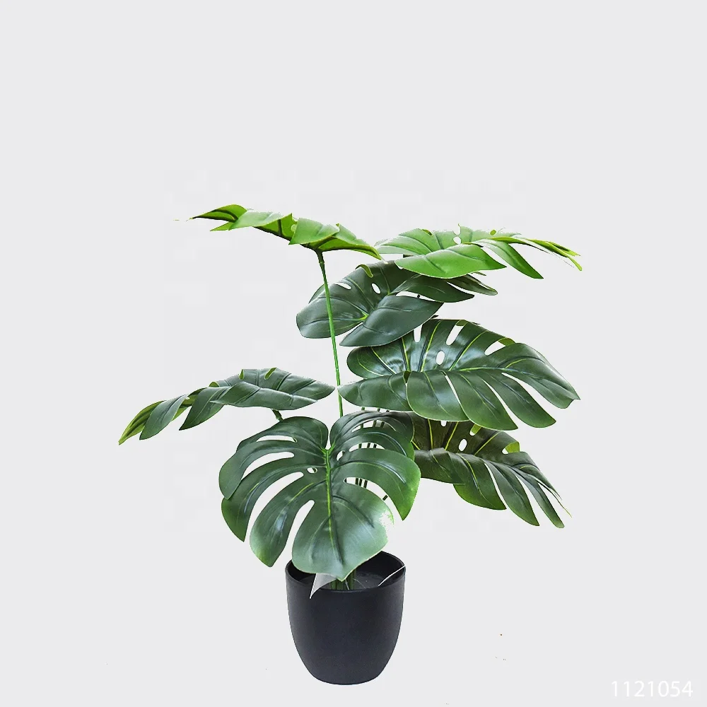 

Fuyuan 2021 artificial bonsai potted plants artificial palm trees potted tropical plants monstera bonsai for home office hotel, Green