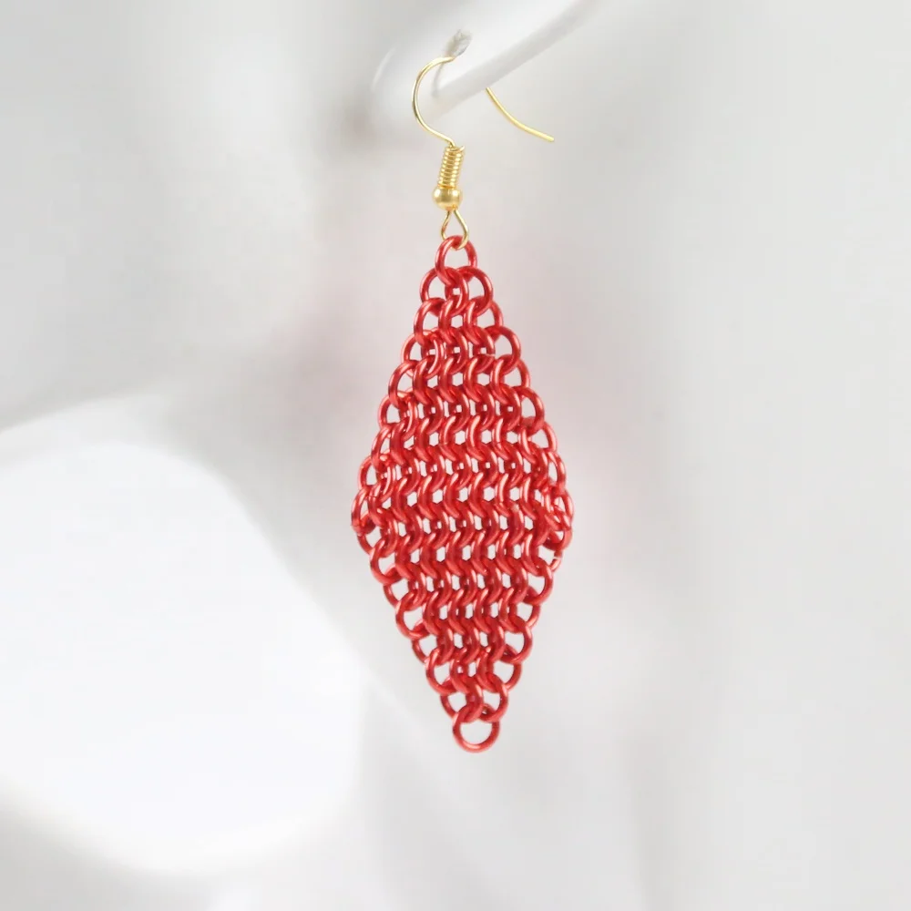 

Hot Selling Cheap Custom Supplier Handmade Big Triangle Earrings, Red