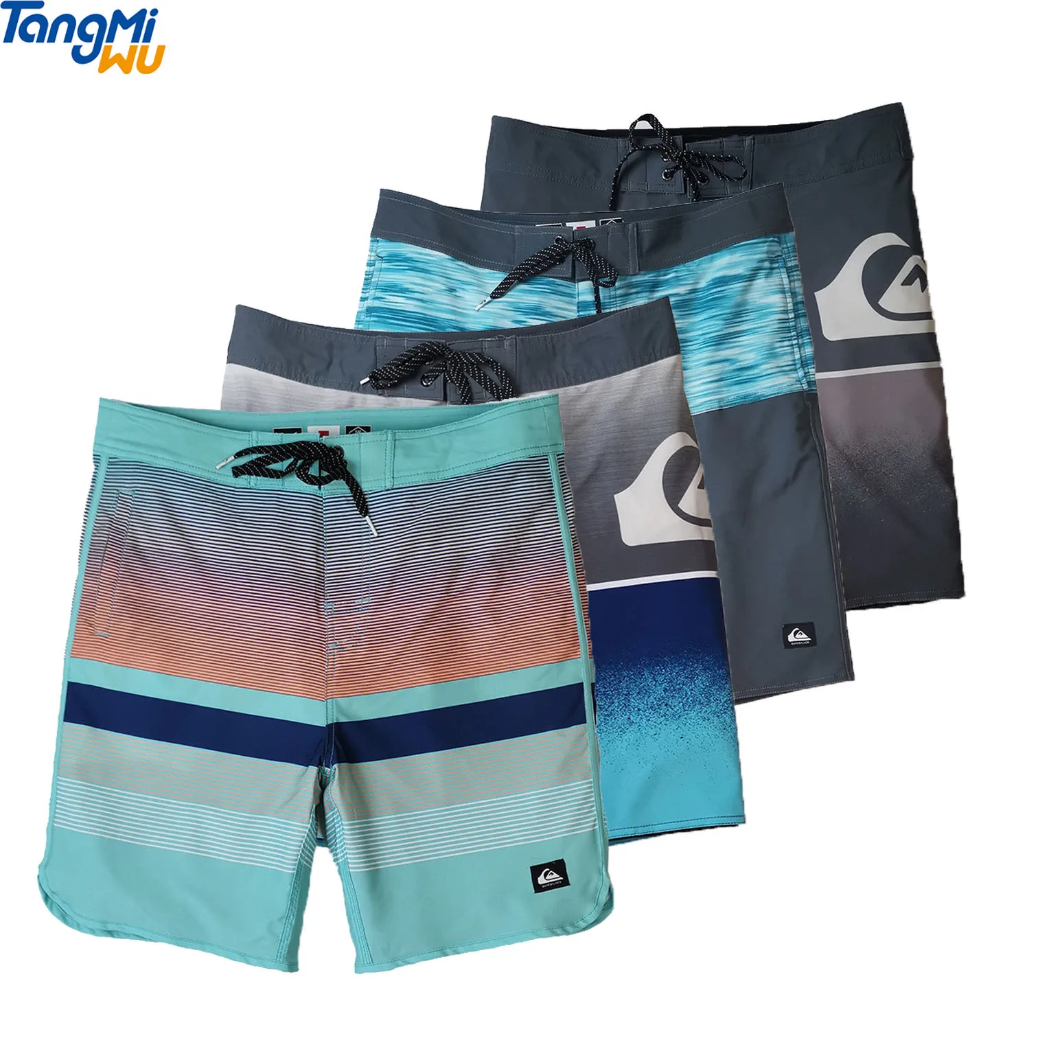 

Wholesale Men swimwear swim trunks Custom logo stripe 5 Way beach shorts board Shorts Stretch swimming shorts