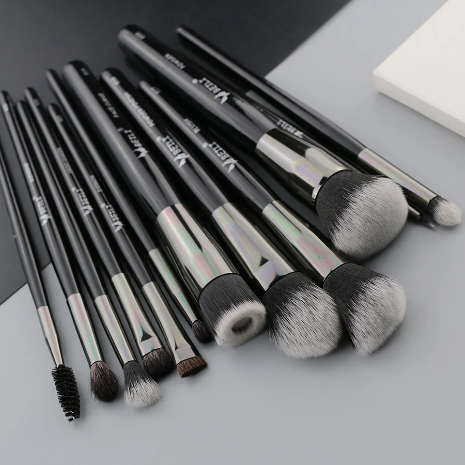 

HZM brush make set up Black Luxury Makeup Brush Set Kit Wholesale Wood Handle Private Label foundation Cosmetic makeup brushes