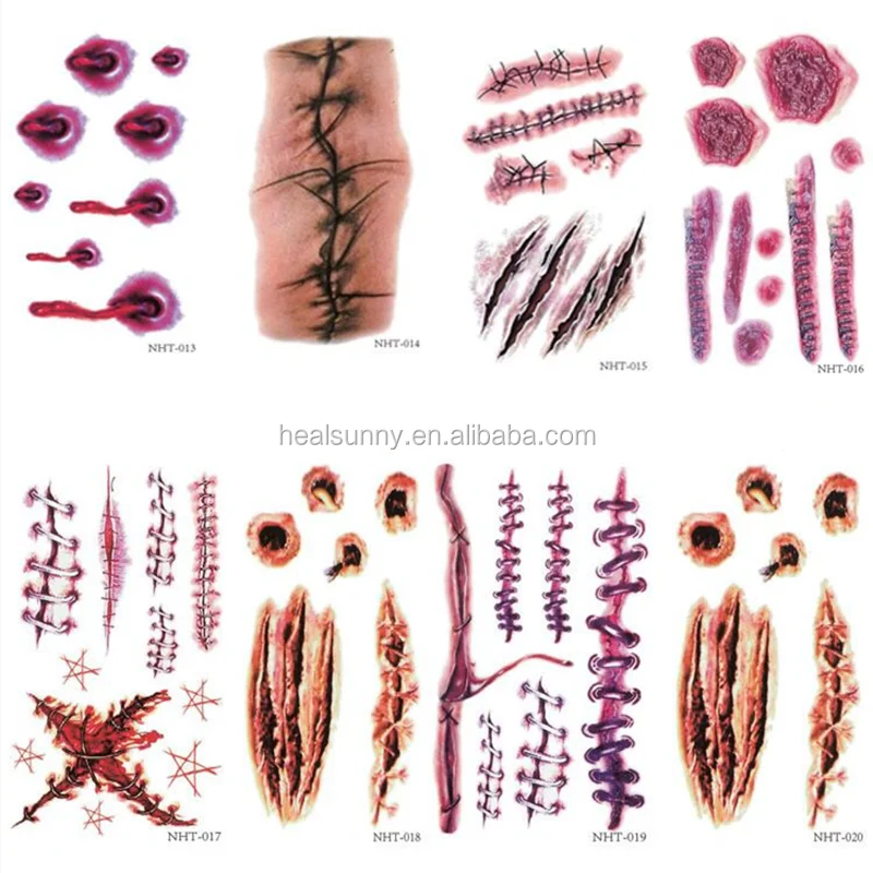 

Wholesales Halloween Scar tattoo stickers Waterproof stickers, Colorful