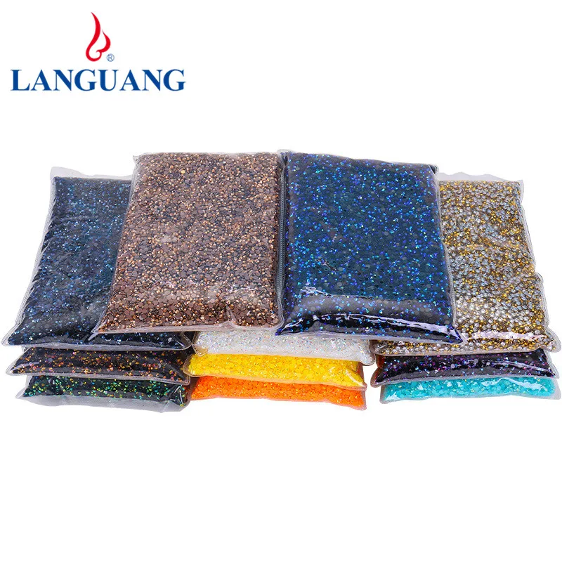 

Lan Guang Hot Sale  Crystal Clear Non HotFix Foiled Back Plastic Color Resin Rhinestone, Customized