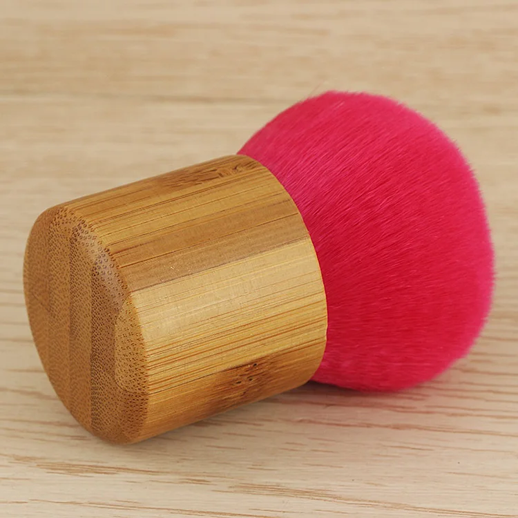 Red synthetic fiber makeup brushes bamboo material foundation blush powder soft kabuki makeup brush