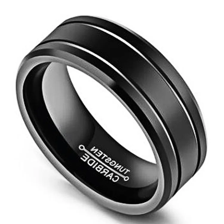 

2021 Sailing Jewelry Electric Black Ring Dad Father Gifts Ring Stainless Steel Double Slot Ring