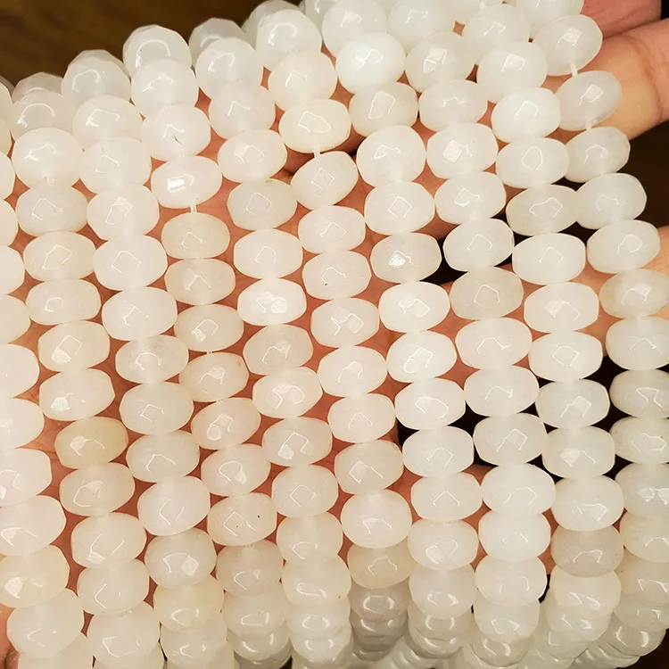 

MJ3195 clearance sale ! Natural White Jade stone faceted abacus beads,rondelle jewelry beads for jewelry making