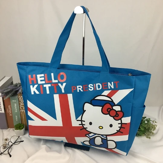 

School girls fashion cute foldable and reusable design printed logo large handbag canvas, 5 colors