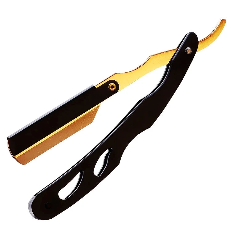 

Straight Razor Black Gold Metal Barber Slide Salon Manual Shaver Double Edge Blade Razor Kit with Keychain Shaving Razor for Men