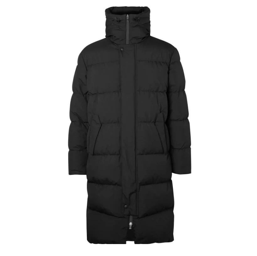 

Men's Thick Black Quilted Long Hooded Down Jacket, According to your request