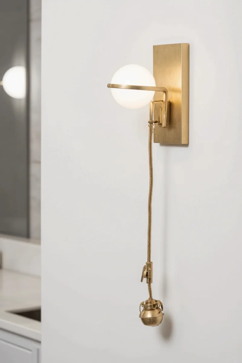 Vintage Glass Wall Sconce Over Kitchen Sink