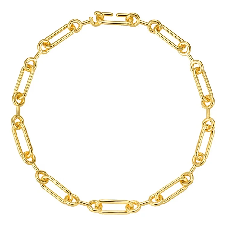 

High Quality 18K Gold Plated Environmental Brass Different Shapes Chain Necklace P203084