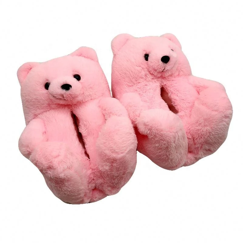 

21 Colors Kids Fur Slides  Mommy And Me Plush House Teddy Bear Slippers Fluffy Slippers Furry Bear Shoes, Picture