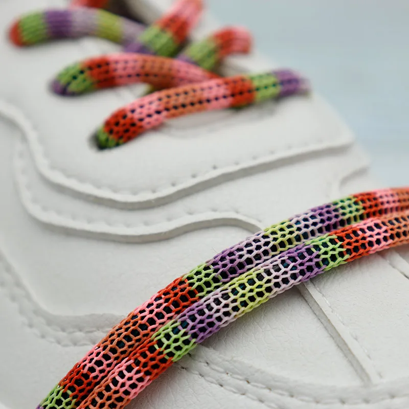 

Weiou Manufacturer Variegated shoelaces 2 Colors Optional High Quality Polyester Round Mesh Colorful Shoelace, Support any panton color mixed