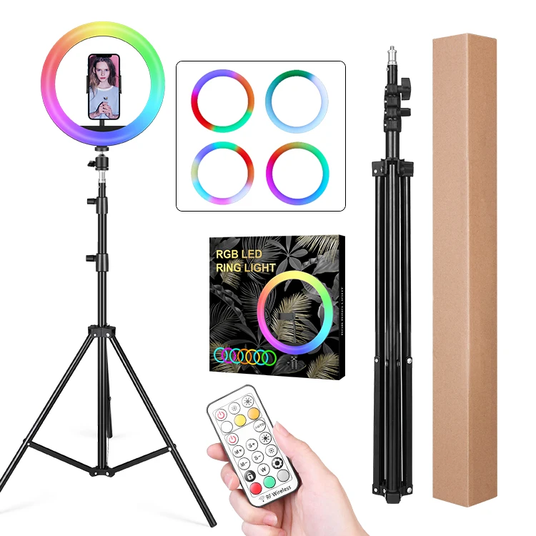 

Kinscoter 10 inch RGB LED Ring Light RGB Ring Lights With 210cm Tripod Stand